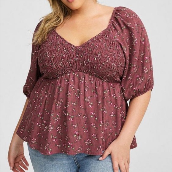 Babydoll Crinkle Gauze 3/4 Sleeve Top 4x - Picture 4 of 6